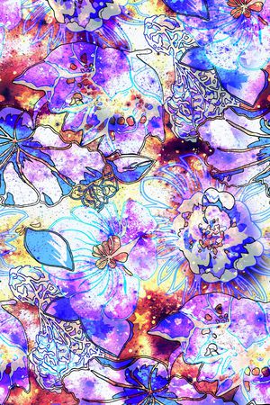 水彩大花朵印花华亿平台图片