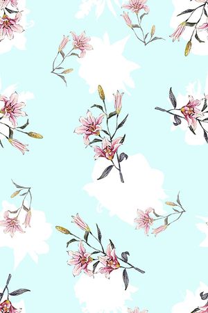 春夏清爽纹理花卉数码印花印花华亿平台图片