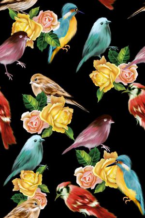 花鸟印花华亿平台图片