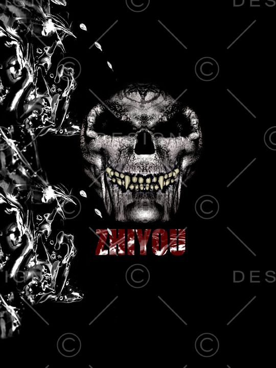 抽象手绘骷髅头印花印花华亿平台图片