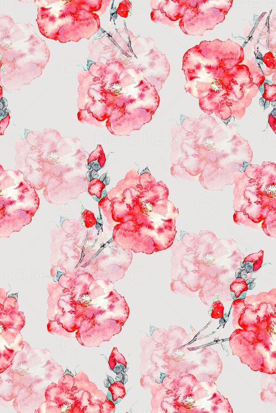 手绘水彩画花卉数码印花印花华亿平台图片