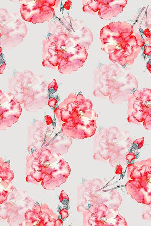 手绘水彩画花卉数码印花印花华亿平台图片