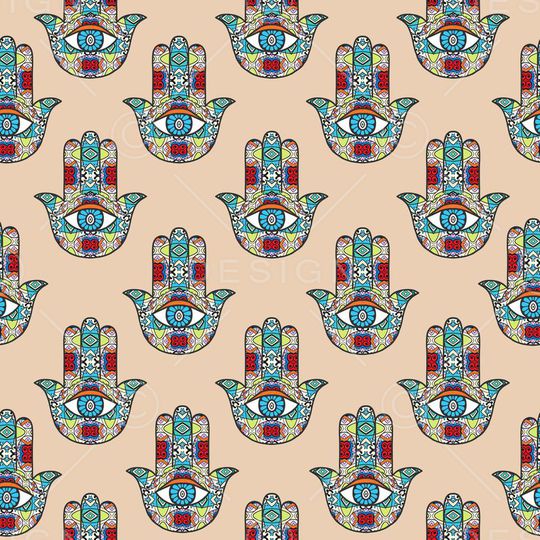 手掌眼睛民族花纹图案印花华亿平台图片