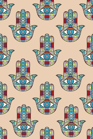 手掌眼睛民族花纹图案印花华亿平台图片