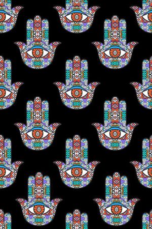 手掌眼睛民族花纹图案印花华亿平台图片