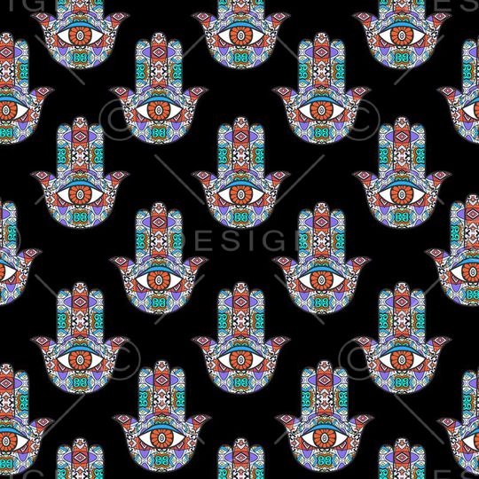 手掌眼睛民族花纹图案印花华亿平台图片