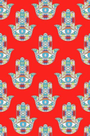 手掌眼睛民族花纹图案印花华亿平台图片