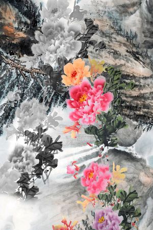 水墨印花华亿平台图片