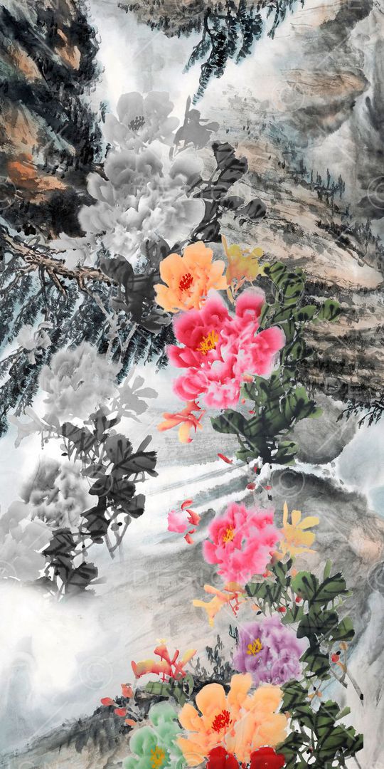 水墨印花华亿平台图片