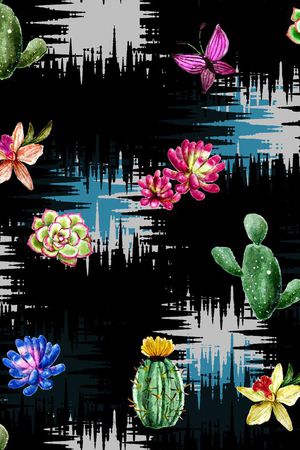 仙人掌印花华亿平台图片