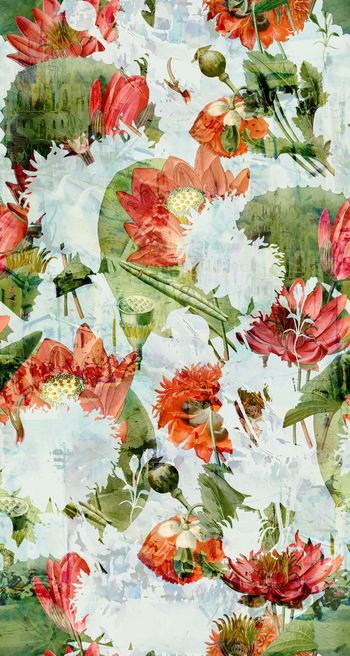 抽象花卉印花华亿平台图片