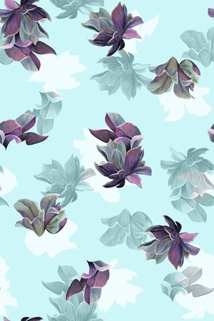 抽象手绘满版花卉印花华亿平台图片