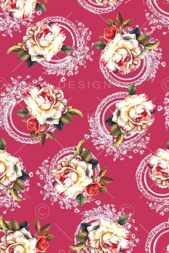 抽象手绘满版浪漫花卉印花华亿平台图片