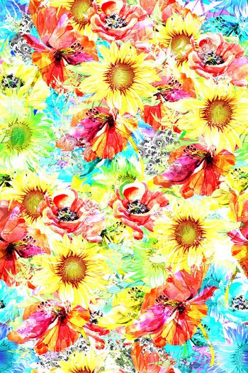 向日葵印花华亿平台图片