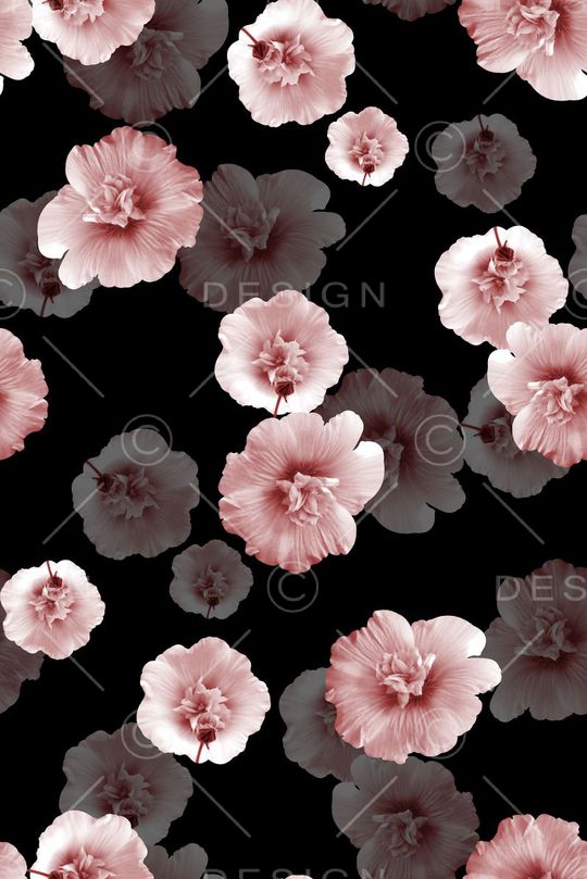 抽象手绘满版花卉印花华亿平台图片