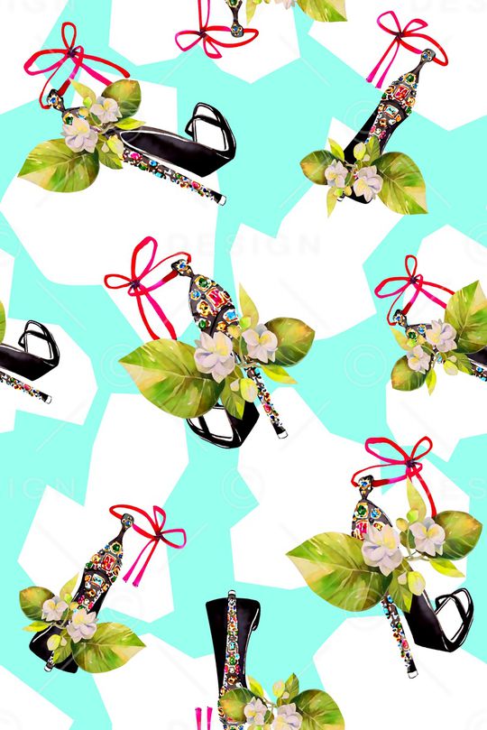 抽象手绘满版花卉印花华亿平台图片