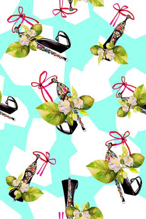 抽象手绘满版花卉印花华亿平台图片