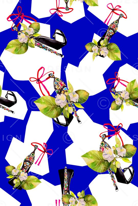 抽象手绘满版花卉印花华亿平台图片