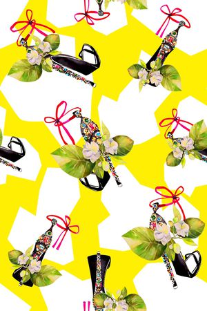 抽象手绘满版花卉印花华亿平台图片