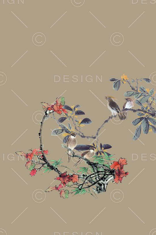 花鸟画印花华亿平台图片