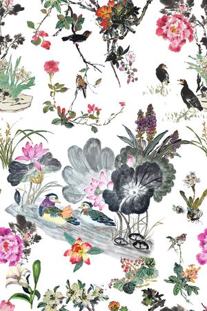 水墨印花华亿平台图片