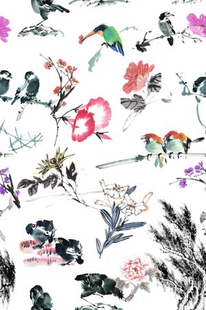 水墨印花华亿平台图片