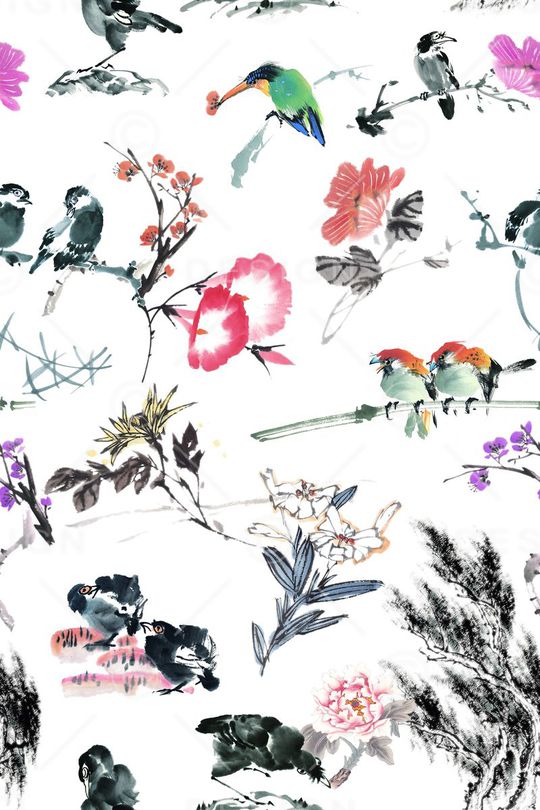 水墨印花华亿平台图片