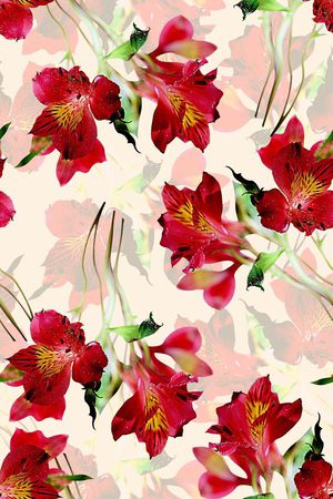 手绘花卉数码印花印花华亿平台图片