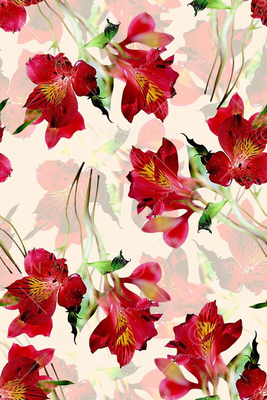 手绘花卉数码印花印花华亿平台图片