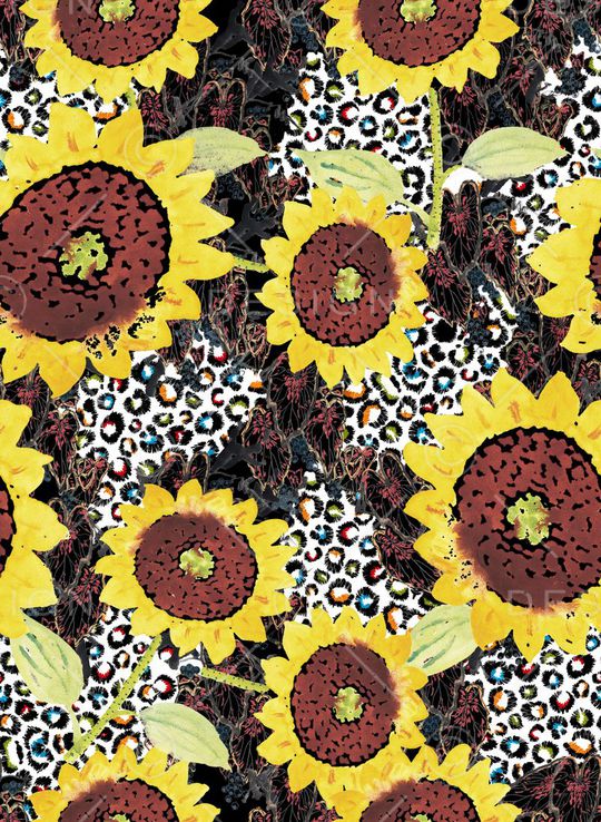 手绘向日葵印花华亿平台图片