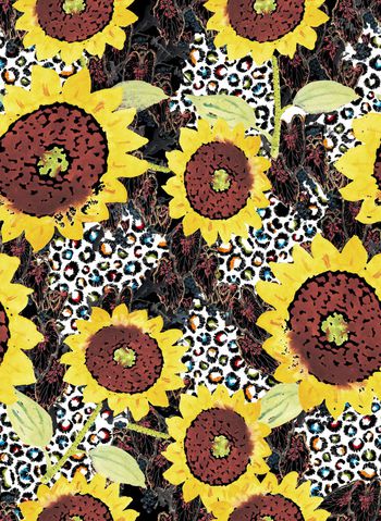 手绘向日葵印花华亿平台图片