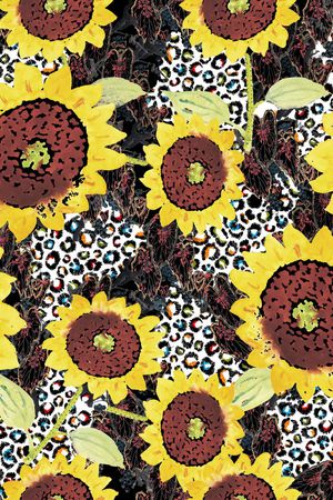 手绘向日葵印花华亿平台图片