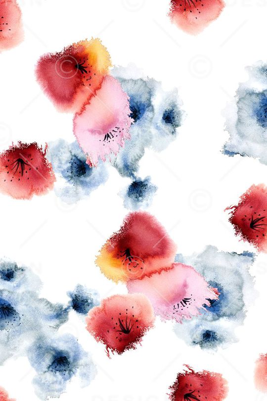 水彩花卉印花华亿平台图片