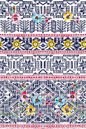 抽象手绘满版花卉印花华亿平台图片