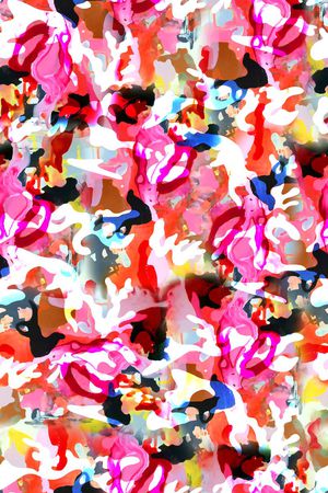 抽象手绘满版卡通迷彩印花华亿平台图片