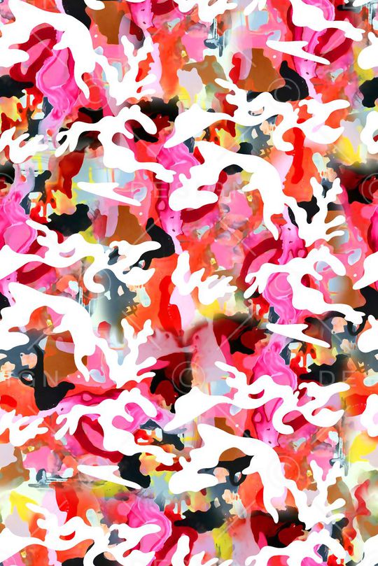 抽象手绘满版卡通迷彩印花华亿平台图片