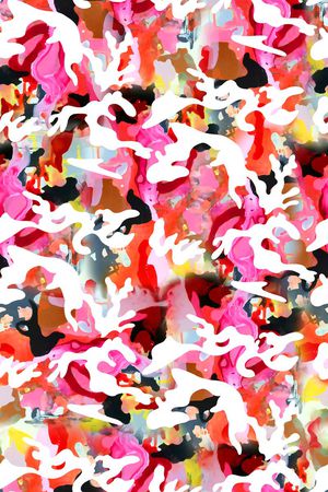 抽象手绘满版卡通迷彩印花华亿平台图片