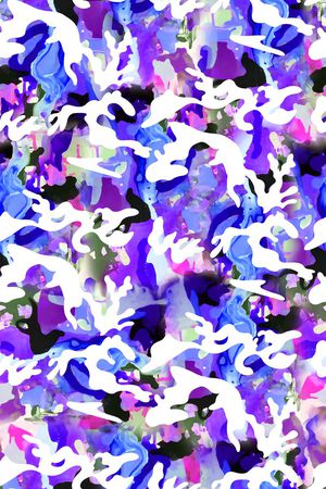 抽象手绘满版卡通迷彩印花华亿平台图片