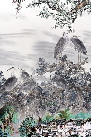 水墨印花华亿平台图片