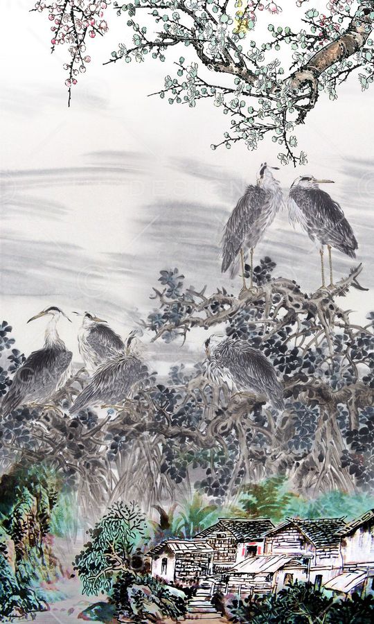 水墨印花华亿平台图片