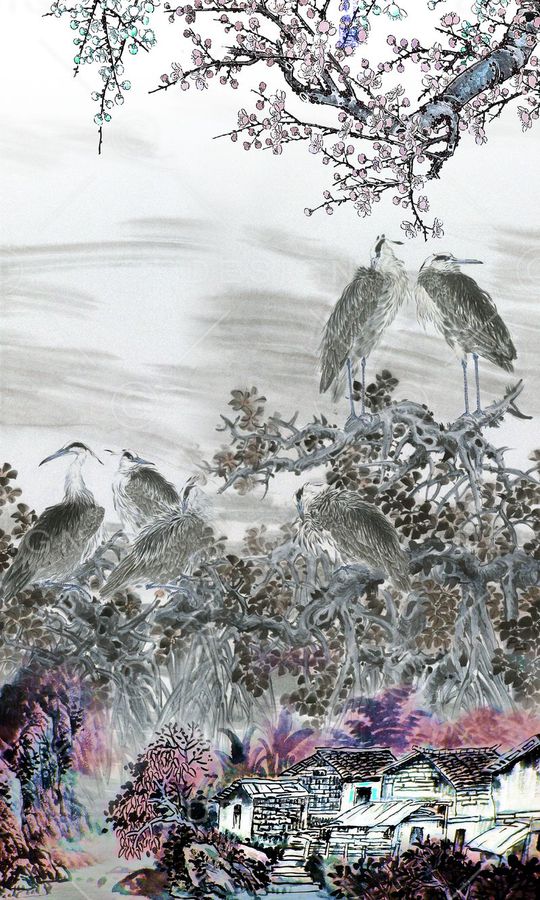 水墨印花华亿平台图片