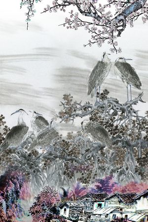 水墨印花华亿平台图片