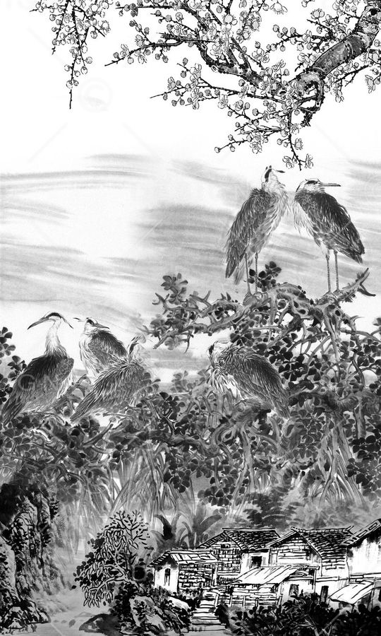 水墨印花华亿平台图片