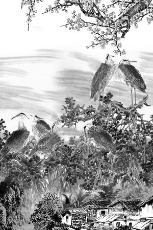 水墨印花华亿平台图片