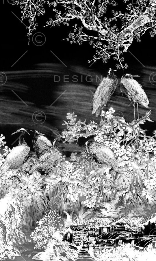 水墨印花华亿平台图片