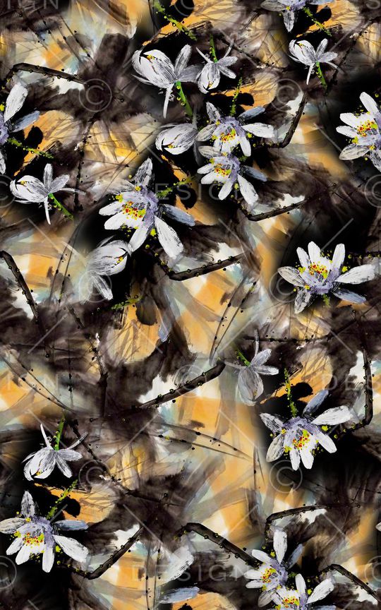 国画荷花印花华亿平台图片