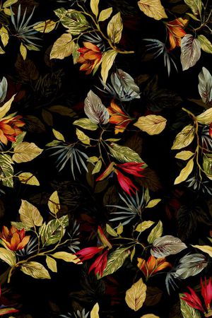 手绘植物树叶印花印花华亿平台图片