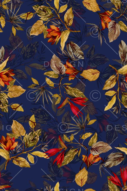 手绘植物树叶印花印花华亿平台图片