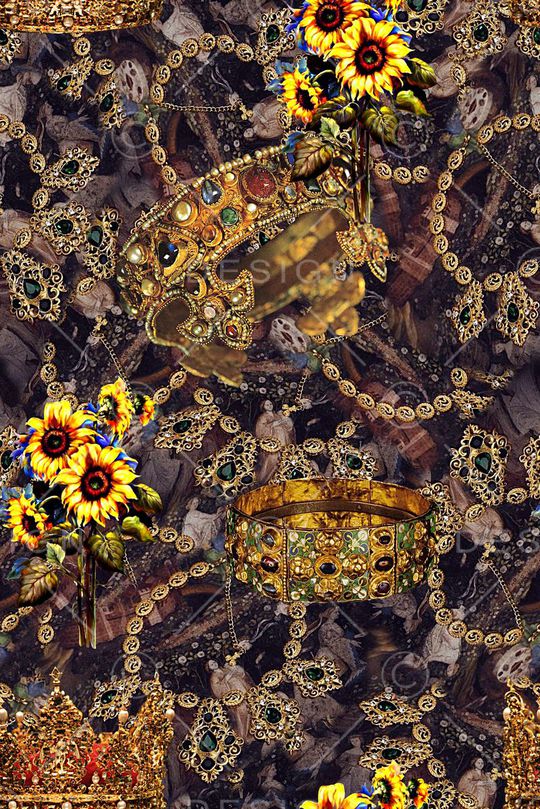 手绘菊花花卉数码印花印花华亿平台图片