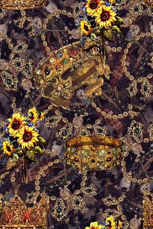 手绘菊花花卉数码印花印花华亿平台图片